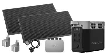 EcoFlow Balkonkraftwerk mit 1 kWh Speicher / 2x 100 W Solarpanels