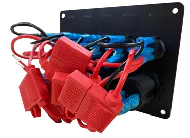 5-fach Schalter Panel mit LED Vm und 12V Steckdose schwarz