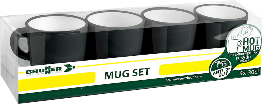 Brunner Mug Set Henkelbecher-Set 4-teilig Dunkelgrau