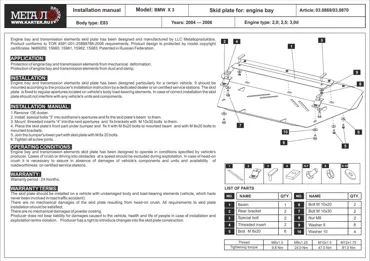 Unterfahrschutz (UFS) BMW X3. Bj. 01/04 (E 83) Motor. Stahl 2.5 mm
