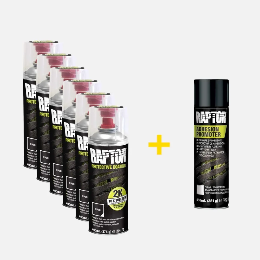 6 x RAPTOR 2K Spraydose + Gratis Haftmittel klar