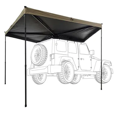 VICKYWOOD Auto Seitenmarkise 270° LIGHT LEAF Rechts 2 m sand