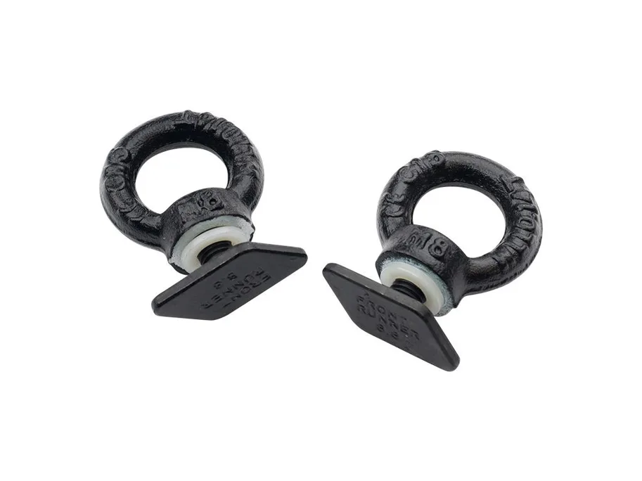 Front Runner Schwarze galvanisierte Ringschrauben / Ringmuttern für Schienen