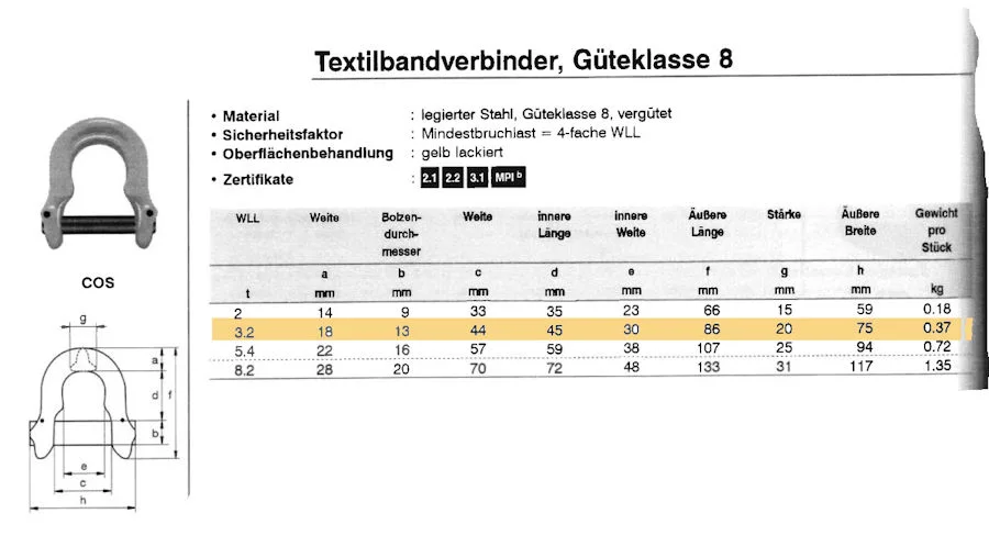 Haken für Kunststoffseil 12 mm, Inkl. Verbinder, 3.200 kg Tragkraft