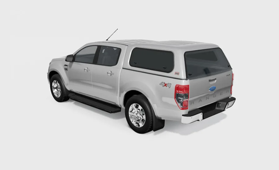 Commercial Hardtop Ford Ranger 12-23, 2AB Doppelkabine flach, glatt, seitlich Aluklappen