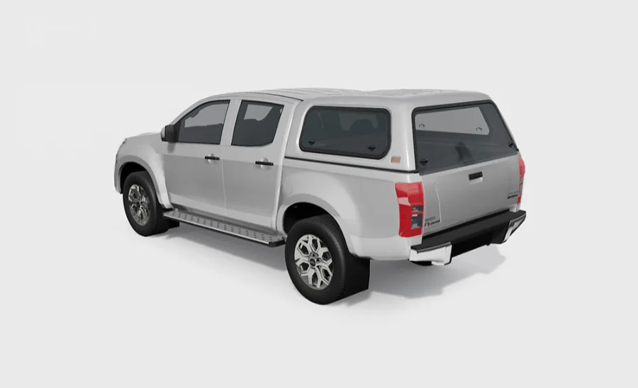 Touring Hardtop für Isuzu D-Max Doppelkabine 12-17 flach, glatt, seitlich Klappfenster