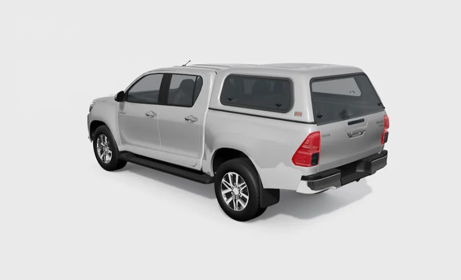 Touring Hardtop für Toyota Hilux ab Bj. 16 Doppelkabine flach, glatt, seitlich Klappfenster