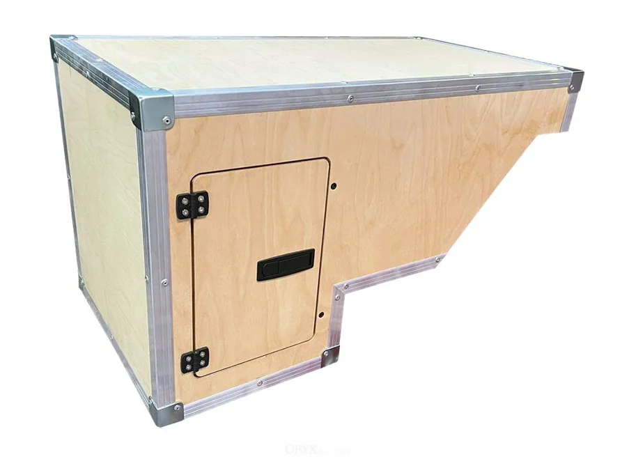 Einbauschrank, vorne, links, Natur geölt, für Defender 110