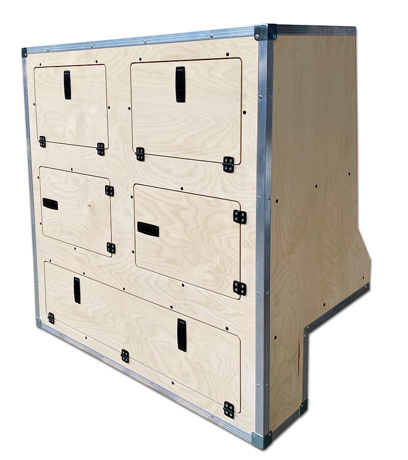 Einbauschrank, hinten links, Natur geölt, volle Höhe, für Defender 90 /110