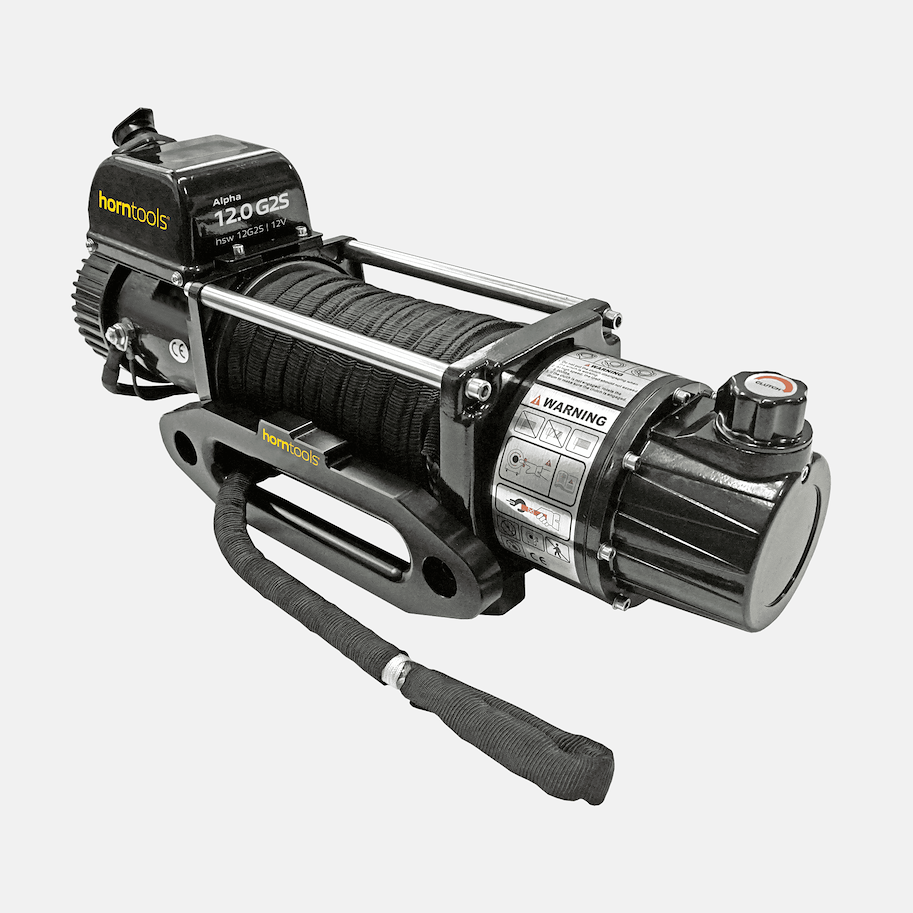 horntools Elektrische Seilwinde 5,4 Tonnen AlphaG 2-Gang mit Trommelbremse 12V Stahlseil