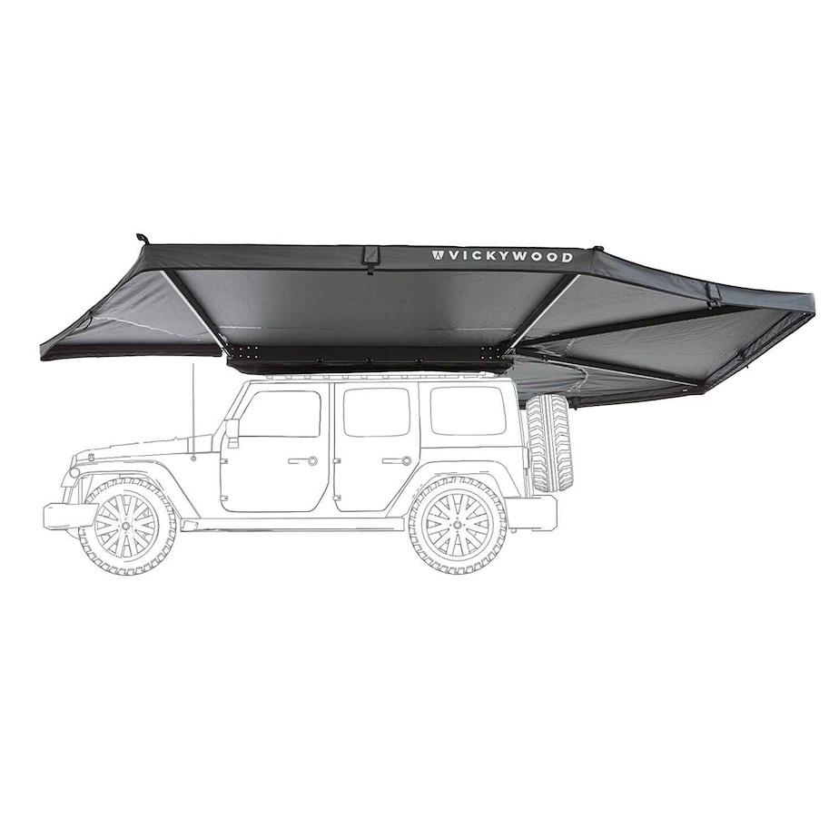 VICKYWOOD 270° Markise LEAF EXTENDED Rechts 250 cm grau