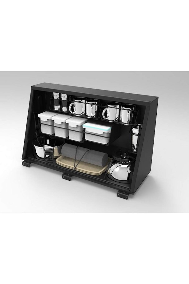 Alu-Cab Seitenfach Gross 730 x 750 Schwarz mit Küchen Kit für Land Cruiser