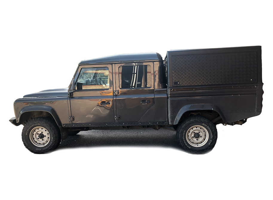 Bushtech Hardtop Land Rover Defender 130 Doppelkabine Aluminium glatt nicht isoliert ohne LED-Licht Dunkelgrau Schwarz