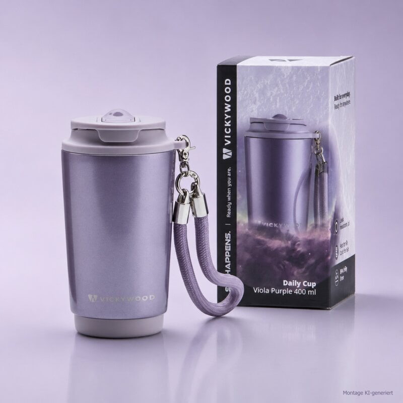 VICKYWOOD Edelstahl Daily Cup Viola Purple 400 ml