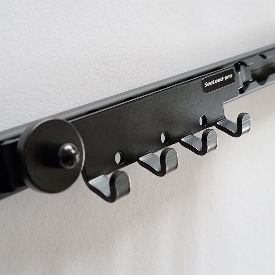 SeaLand-pro Hakenleiste 4er horizontal für Airlineschiene, Schwarz