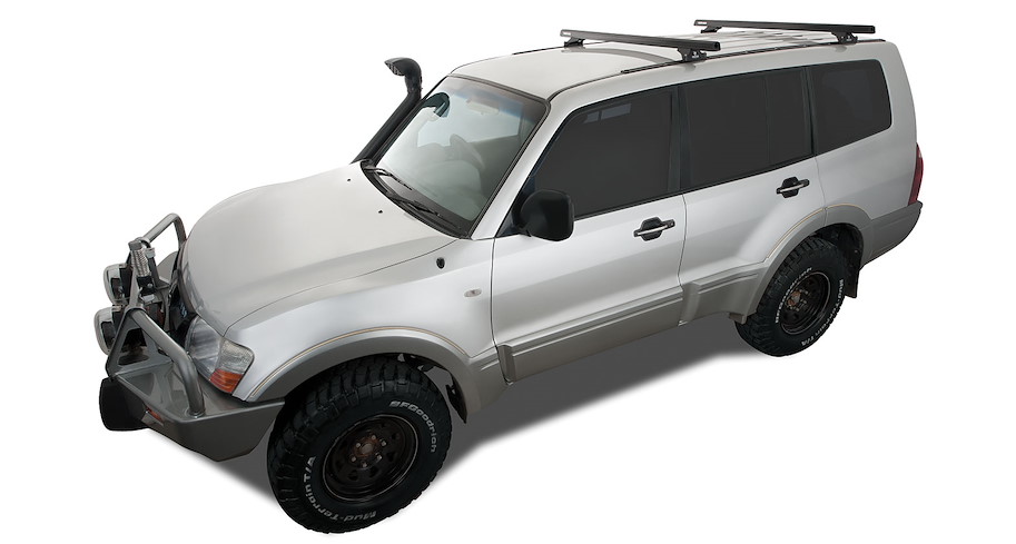 Rhino Rack Heavy Duty Querträger 1'375 mm, (2) Mitsubishi Pajero V60/80 lang, inkl. Schienenkit