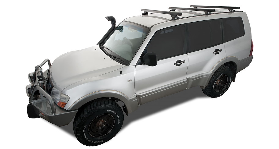 Rhino Rack Heavy Duty Querträger 1'375 mm, (3) Mitsubishi Pajero V60/80 lang, inkl. Schienenkit