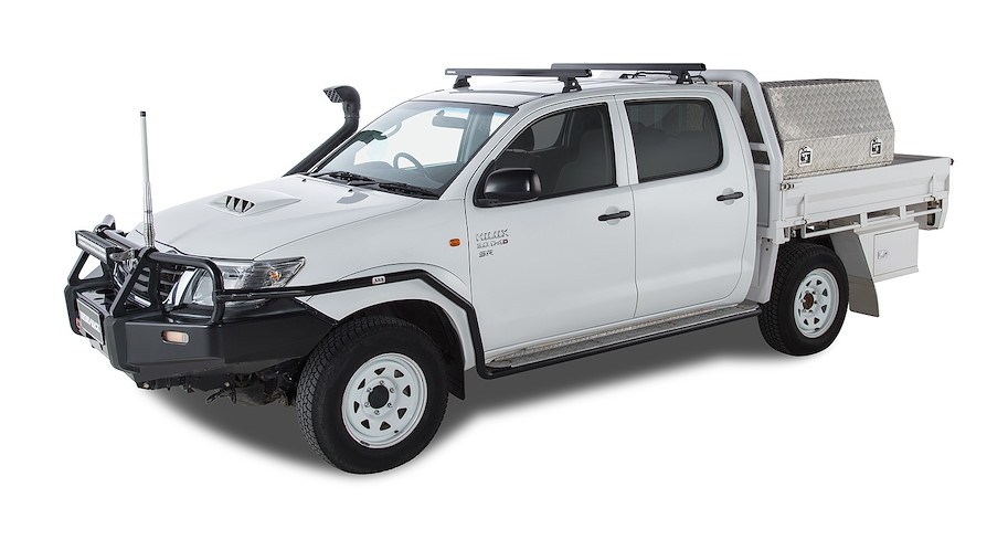 Rhino Rack Heavy Duty Querträger 1'375 mm, (2) Toyota Hilux Doppelkabine bis 2015, inkl. Schienen + RLT600