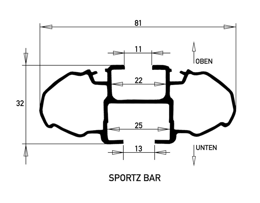 Rhino Rack Sportz Querträger 1'370 mm (2), Ford Ranger Doppelkabine, inkl. Schienen u.Fussk