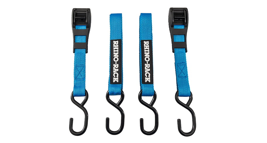 Rhino Rack Zurrgurt (2), Klemmschloss mit Gummischutz und Haken, 3 m lang, blau