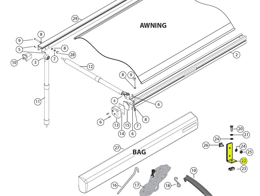 Rhino Rack L-Halter Sunseeker Markise für 50-032132 & 50-032133 (1 Stk.)