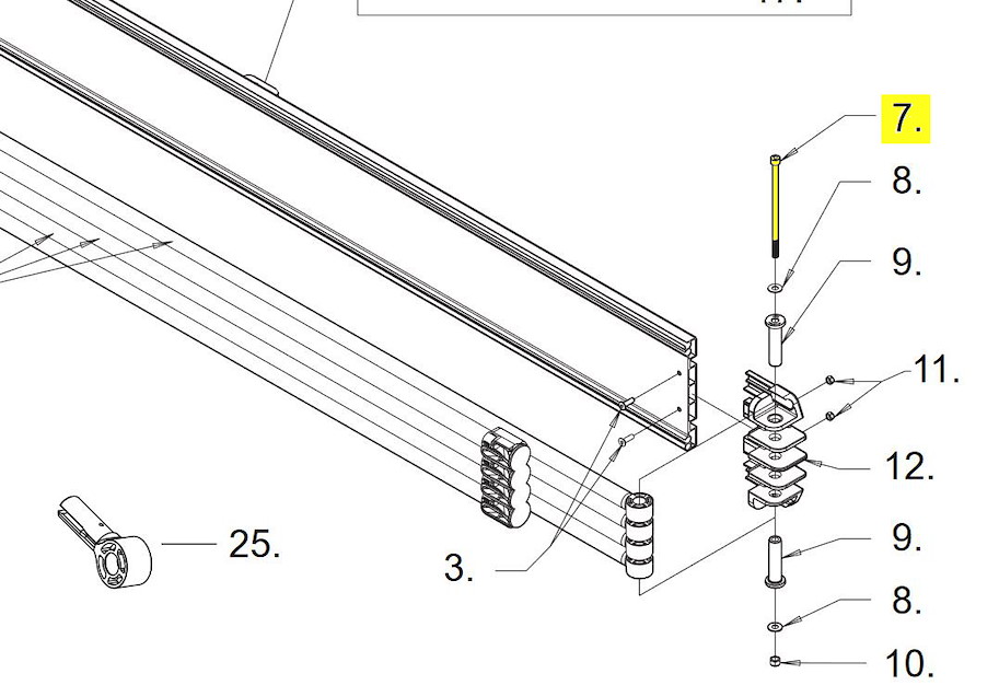 Rhino Rack Bolzen M8 × 150 mm, zu Batwing Alugussscharnier (1 Stk.)
