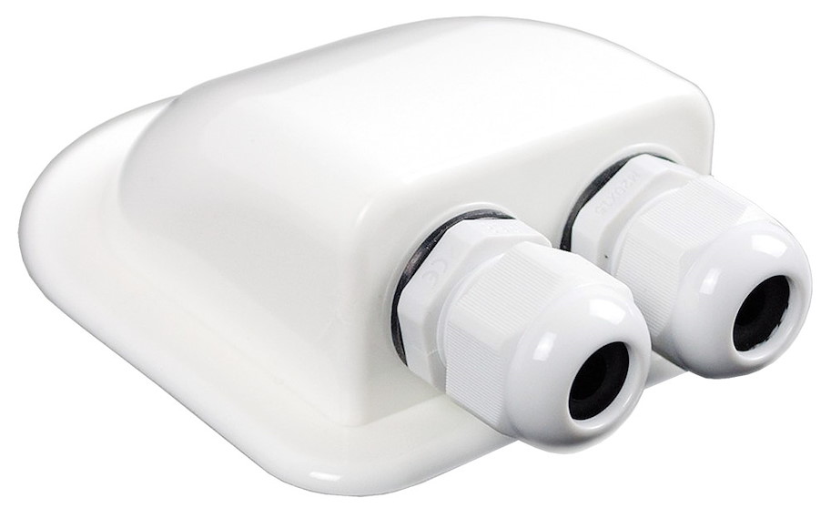 Dachdurchfuehrungstuelle weiss, wasserdicht, zweifach, 130x94x40mm