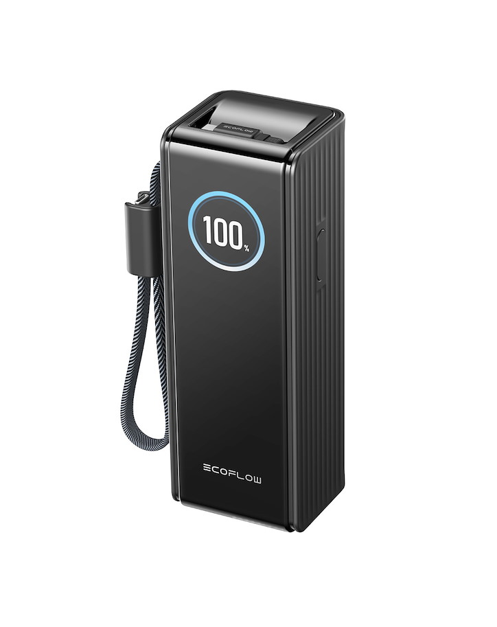 EcoFlow RAPID-Powerbank, 25'000 mAh, schwarz, mit integriertem Ladekabel