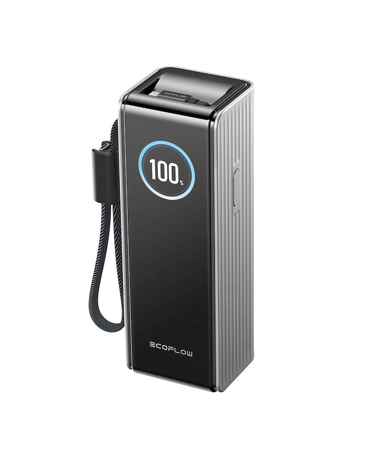EcoFlow RAPID-Powerbank, 25'000 mAh, grau, mit integriertem Ladekabel