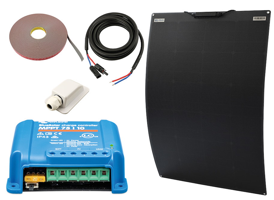 Solarenergieset 12 V 90 W, flexibles Panel, mit Bluetooth