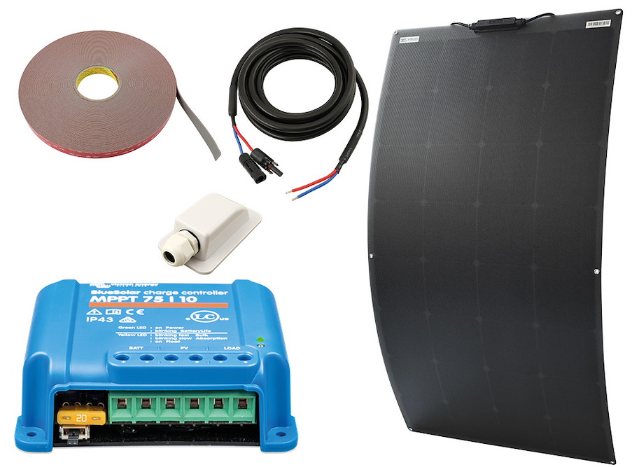 Solarenergieset 12 V 120 W, flexibles Panel, mit Bluetooth