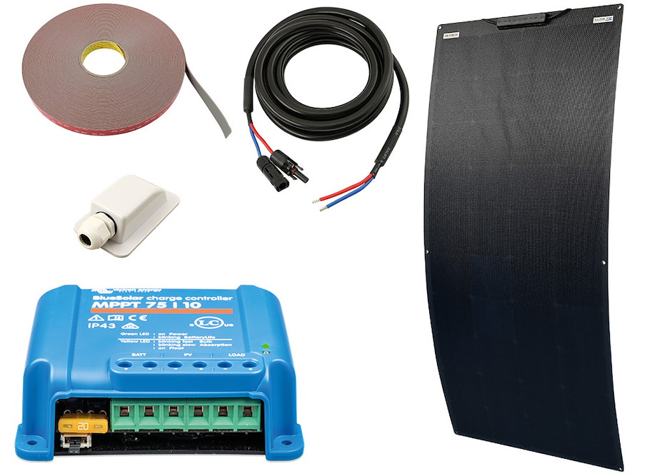 Solarenergieset 12 V 150 W, flexibles Panel, mit Bluetooth