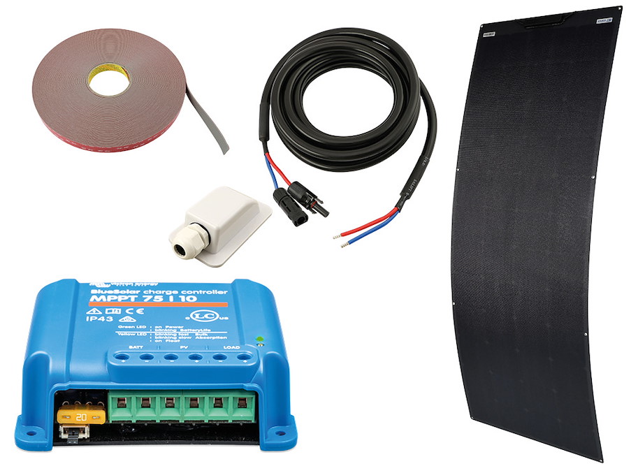 Solarenergieset 12 V 180 W, flexibles Panel, mit Bluetooth