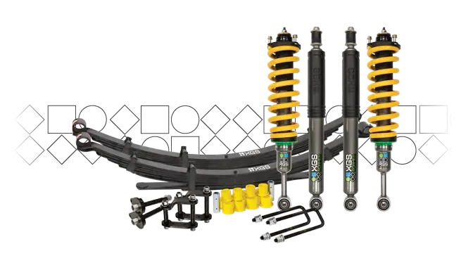 TJM XGS GVM Plus komplettes Federungskit mit Blattfedern und Stossdämpfern