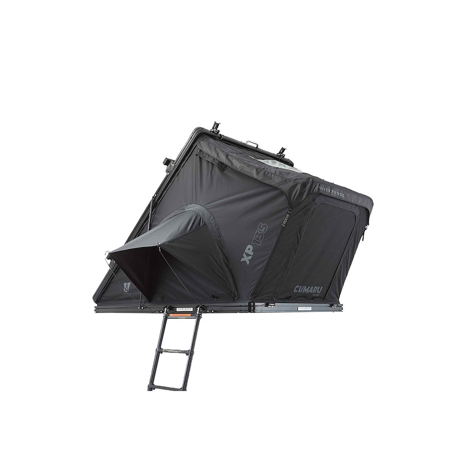 VICKYWOOD Alu Hartschalen Dachzelt CUMARU XP 135 All Black - Komfort-Hybridmatratze