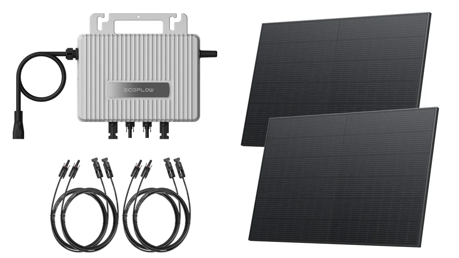 EcoFlow STREAM Balkonkraftwerk Starter-Set 600 W Wechselrichter mit 2 x 400 W Solarpanels CH-Version