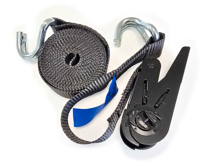 Spanngurt mit Ratsche und Haken, 2m, schwarz