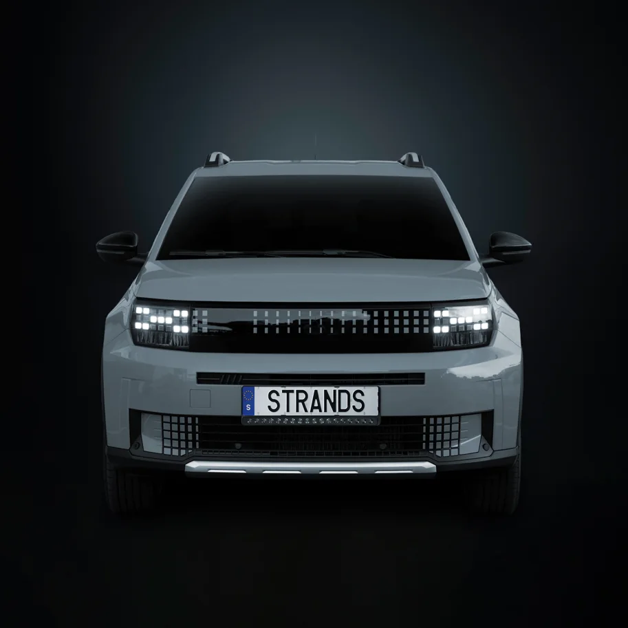 Strands NUUK E-LINE BLACK LED-Bar 20" Komplettkit mit Kennzeichenhalter für Fiat Grande Panda (ab 2026)