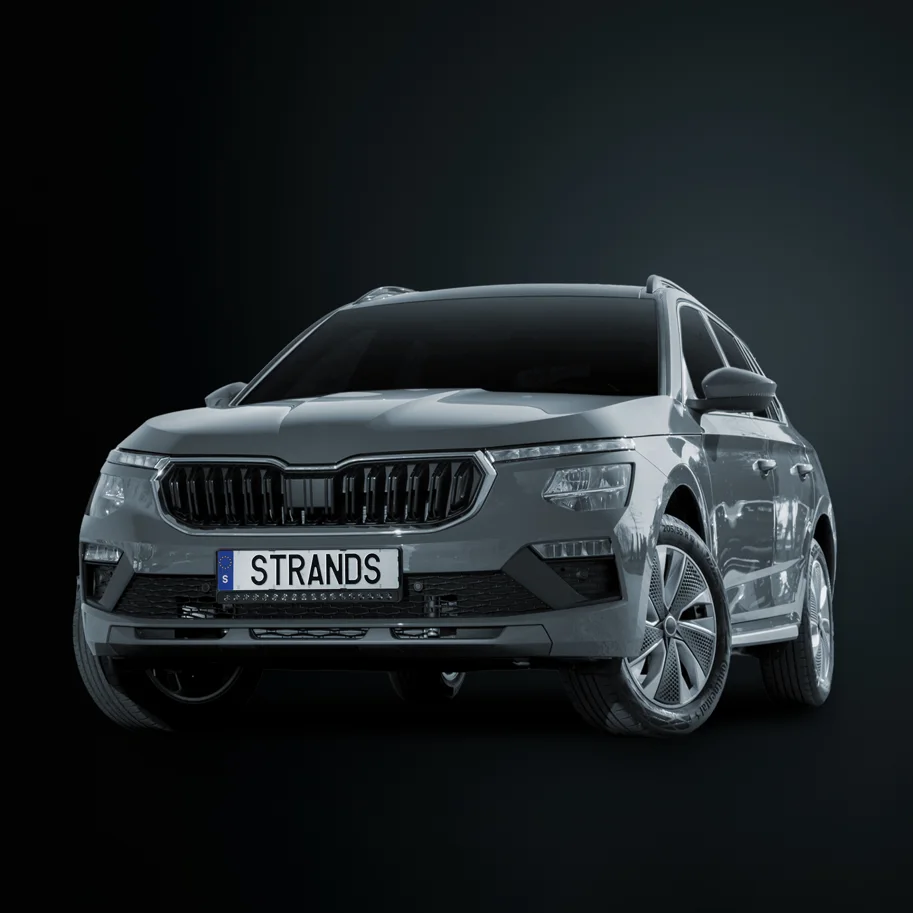 Strands NUUK E-LINE BLACK LED-Bar 20" Komplettkit mit Kennzeichenhalter für Skoda Kamiq (ab 2024)